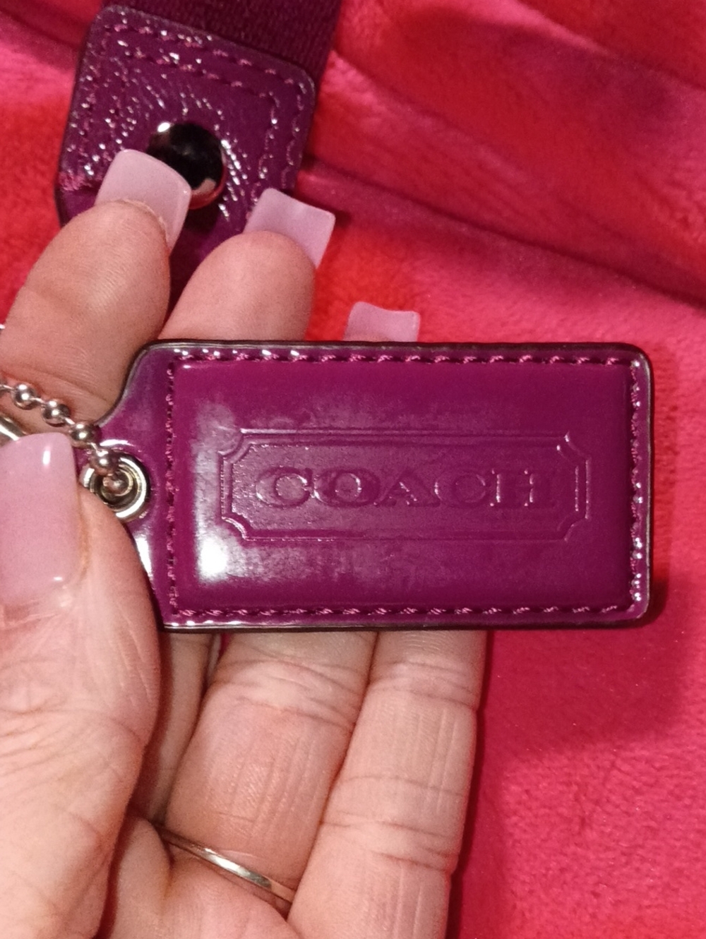Coach Poppy Magenta Leather Shoulder Bag with Heart Charm - Picture 4 of 13